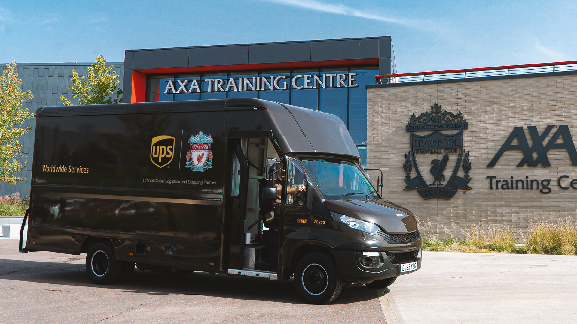 UPS package car outside of the Liverpool training center 